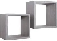 Set 2 Mensole Cubo da Parete Quadrato in Fibra di Legno Q-Bis Maxi Rovere Grigio New