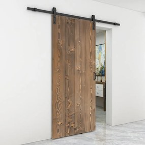 Porta scorrevole Barn Wenge in legno, L 86 x H 215 cm, con binario Country nero