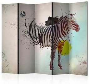 Paravento design In disarmonia con la natura II (5 parti) - astrazione unica con zebra