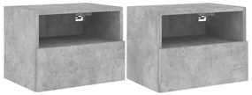 Mobili tv muro 2pz grigio cemento 40x30x30 cm legno multistrato