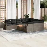 Set Divani da Giardino 11 pz con Cuscini in Polyrattan Nero 3224746