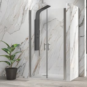 Kamalu - Box doccia nicchia 135-140cm a due battenti finitura cromo |KS2800 Saloon