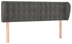 Testiera ad orecchio grigio scuro 147x23x78/88 cm in velluto