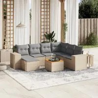 Set Divano da Giardino 8 pz con Cuscini Beige in Polyrattan 3257893