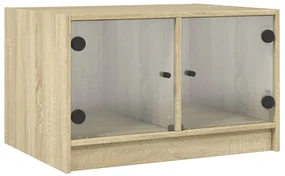 Tavolino da salotto con ante in vetro rovere sonoma 68x50x42 cm