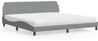 Letto con Materasso Grigio Chiaro 200x200 cm in Tessuto 3208464