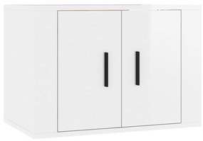 Set di mobili porta tv 2 pz bianco lucido in legno multistrato