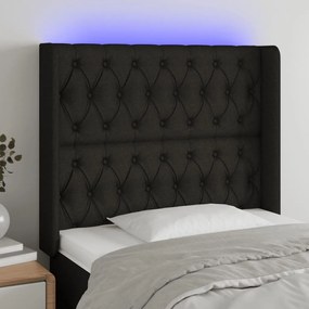 Testiera A Led Nero 93x16x118/128 Cm İn Tessuto /