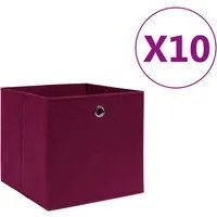 Contenitori 10 pz in Tessuto non Tessuto 28x28x28cm Rosso Scuro