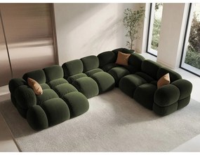 Divano angolare verde (con penisola a destra/a U) con rivestimento in velluto Loretto – Cosmopolitan Design