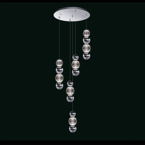 Lampadario A Sospensione Modern Obrillante Acrilico E Metallo Cromo Led 32W