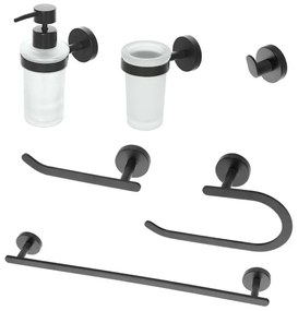 Set accessori a muro 6 pezzi in acciaio nero opaco e viti incluse Chic Black