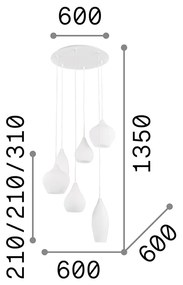 Sospensione Moderna Soft Metallo Bianco 6 Luci E14