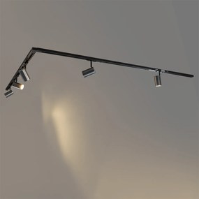Sistema di illuminazione su binario moderno con 5 faretti in metallo canna di fucile monofase - Iconic Jeana