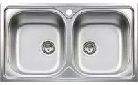 Lavello da cucina in acciaio inox con 2 vasche 86x50 cm