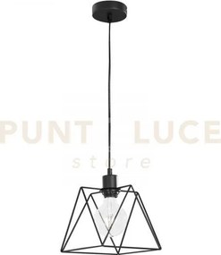 Lampadario a sospensione santana poligonale nera 1 luce attacco e27...