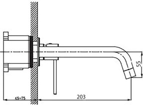 Miscelatore Lavabo A Muro In Ottone Acciaio Spazzolato Smooth Rubicer