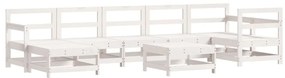 Set salotto da giardino 8 pz in legno massello di pino bianco