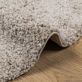 Tappeto Shaggy a Pelo Lungo Moderno Beige Ø 80 cm