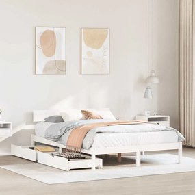 Letto Senza Materasso Bianco 140x200 Cm Legno Massello Di Pino /