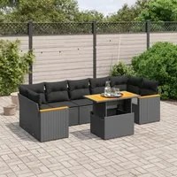 Set Divani da Giardino con Cuscini 8 pz Nero in Polyrattancod mxl 92745