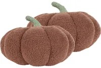 Set 2 cuscini di peluche a forma di zucca in tessuto boucl marrone 28 cm decorazione accessorio di halloween