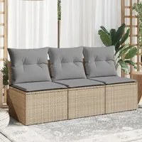 Divano da Giardino con Cuscini a 3 Posti Beige in Polyrattancod mxl 111239