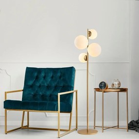 Lampada da terra dorata con paralume in vetro (altezza totale 162 cm) Fazli – Opviq lights