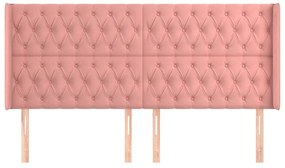 Testiera ad orecchio rosa 203x16x118/128 cm in velluto