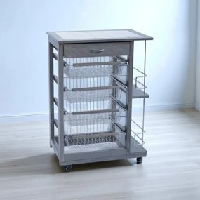 Carrello da cucina portafrutta con portabottiglie LANDHELL Grigio