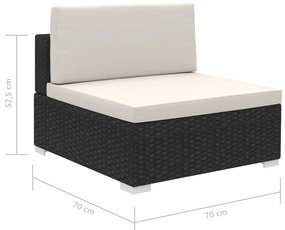 Set Divani da Giardino 8 pz con Cuscini in Polyrattan Nero