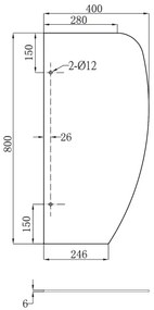 Sapho - Pannello divisorio per orinatoi 40x80 cm, vetro satinato