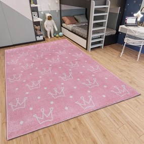 Tappeto rosa per bambini 160x235 cm Crowns - Hanse Home