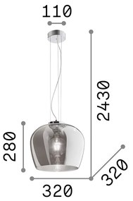 Sospensione Vintage-Decò Blossom Metallo Fumè 1 Luce E27