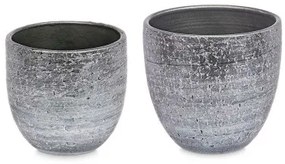 Set di Vasi Ø 20 cm Ø 25 cm 2 Pezzi Grigio Argentato Ceramica