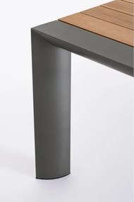 Tavolo Da Esterno In Alluminio Piano In Teak Allungabile 110x253/384 Cm Cameron Antracite Bizzotto
