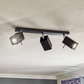 SOLLUX LIGHTING Faretto da soffitto Square, nero, 3 luci