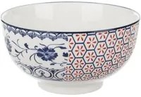 Ciotola in ceramica fiori blu rossi orientali 16x9 cm Sushiko