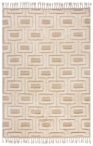Tappeto beige/color crema in lana tessuto a mano 200x290 cm Greek Key – Flair Rugs