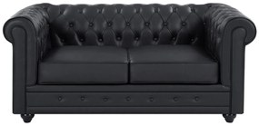 Divano 2 posti pelle di bufalo nero  - CHESTERFIELD