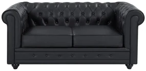 Divano 2 posti pelle di bufalo nero  - CHESTERFIELD