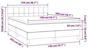 Giroletto a Molle con Materasso Blu Scuro 140x200 cm in Velluto