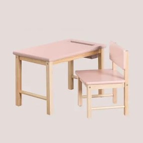 Set Tavolo E Sedia In Legno Dakota Kids Rosa Chiaro - Sklum