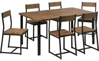 Set da pranzo Tavolo 6 sedie Legno scuro Gambe in metallo Cucina industriale