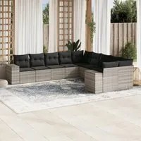 Set Divano Giardino 10 pz con Cuscini Grigio Chiaro Polyrattan 3223111