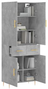 Credenza grigio cemento 69,5x34x180 cm in legno multistrato