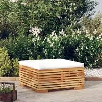 Poggiapiedi da Giardino con Cuscino Crema Legno Massello Teakcod mxl 95431