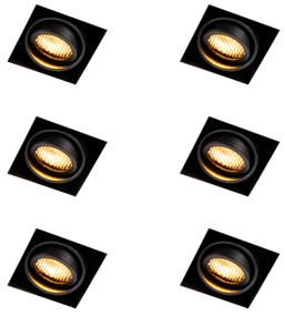 Set di 6 faretti da incasso neri regolabili senza cornice - Oneon Honey
