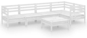 Set Salotto da Giardino 6 pz in Legno Massello di Pino Bianco