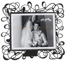 Portafoto di design scarabocchio maxi orizzontale nero in ferro e p...